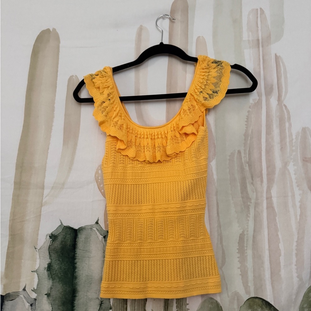 SEZANE yellow off shoulder top xxs NWT